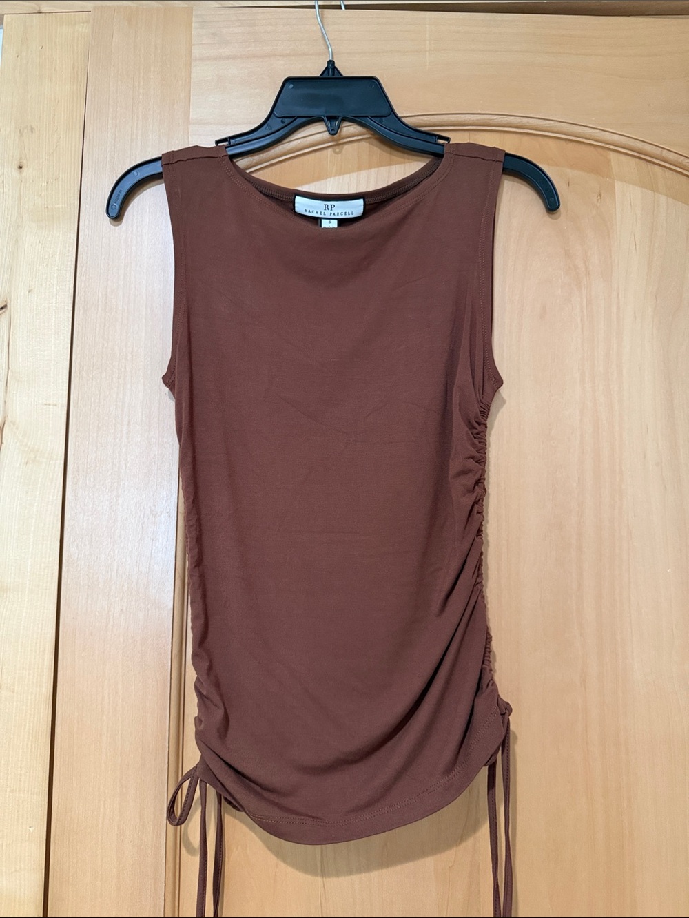 Rachel Parcell Brown Side-Ruched Tank Top